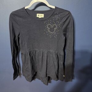 Disney Kids Long Sleeve Navy TopGap x Disney Girl Teen Mickey Mouse Long Sleeve